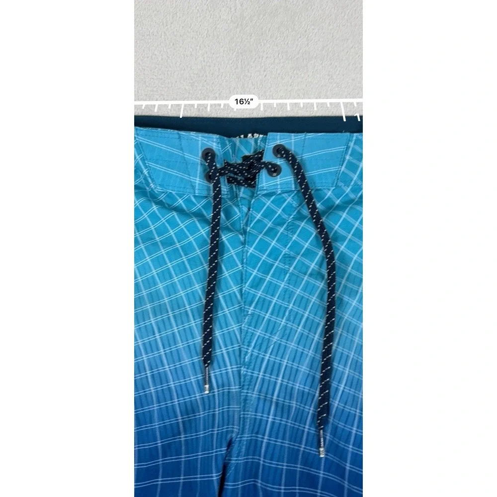 Billabong Fluid Pro Board Shorts Mens 31 Blue Gradient Grid Recycled Swim Trunks